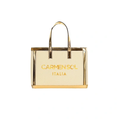 Carmen Sol Venezia Canvas Mini Tote In Gold