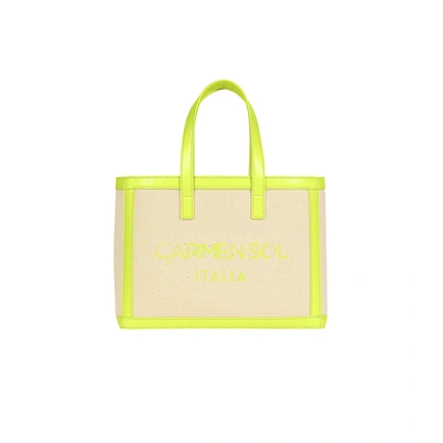 Carmen Sol Venezia Canvas Mini Tote In Neon Yellow