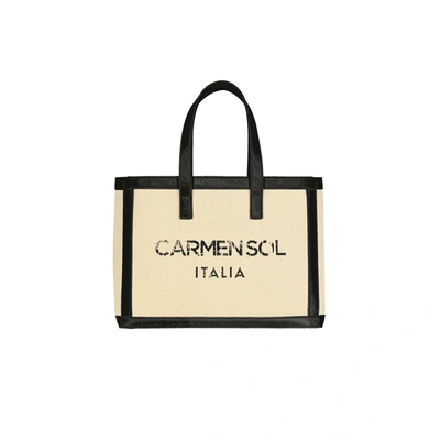 Carmen Sol Venezia Canvas Mini Tote In Navy Blue