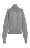 Victoria Beckham Cutout Cashmere-blend Turtleneck Sweater In Grey,navy