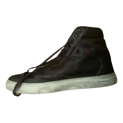 Pre-owned Balenciaga Leather High-top Trainers In Brown
