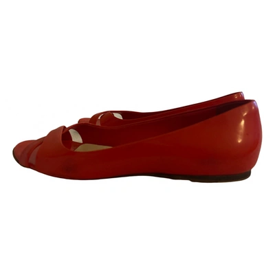 Pre-owned Miu Miu Leather Ballet Flats In Red