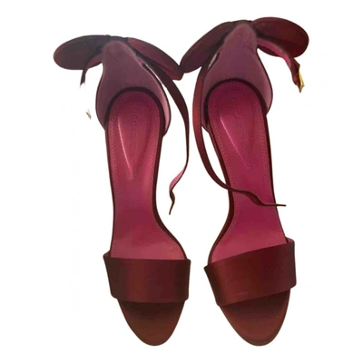 Pre-owned Oscar Tiye Cloth Sandals In Burgundy