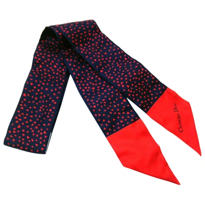 Pre-owned Christian Louboutin Silk Scarf In Navy