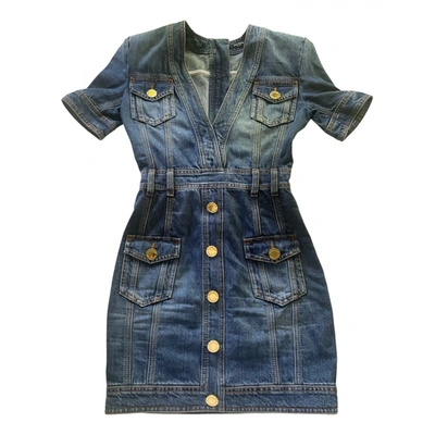 Pre-owned Balmain Mini Dress In Blue