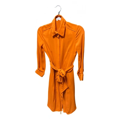 Pre-owned Ferragamo Silk Mid-length Dress In Orange