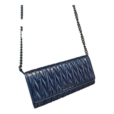 Pre-owned Miu Miu Matelassé Leather Handbag In Blue