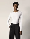 Another Tomorrow Long-sleeved Knitted Cropped Top In White