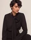 Another Tomorrow Exaggerated Bow Blouse In Black