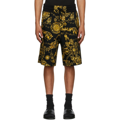 Versace Jeans Couture Baroque-print Track Shorts In Black
