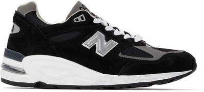 New Balance Black Made In Us 990v2 Sneakers In Black With White