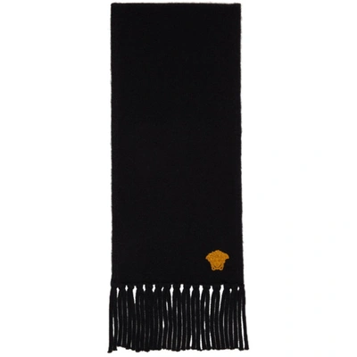 Versace Medusa Embroidered Scarf In Black