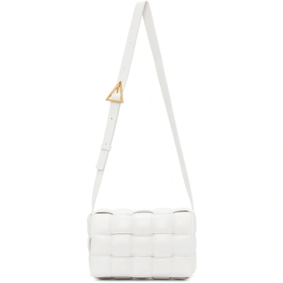 Bottega Veneta Cassette Intrecciato Shoulder Bag In White