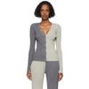 Staud Milton Two-tone Ribbed-knit Cardigan In Grey