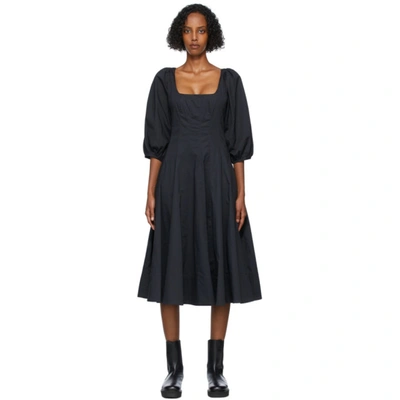 Staud Panelled Fit And Flare Dress In Black