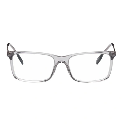 Burberry Squared Acetate Eyeglasses W/ Check In Grey,clear