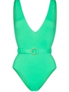 Melissa Odabash Belize Belted One-piece Swimsuit In Green