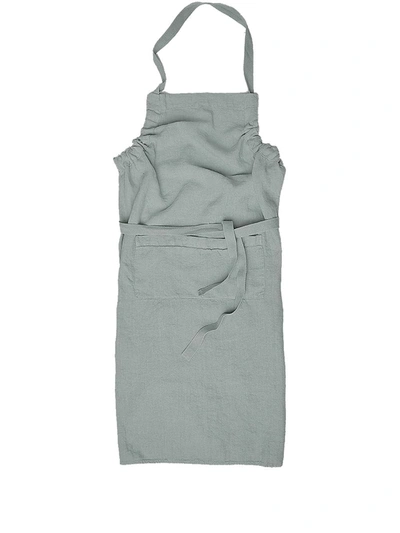 Once Milano Tie-fastening Linen Apron In Grey