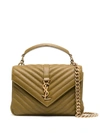 Saint Laurent Quilted Logo-plaque Tote Bag In Green