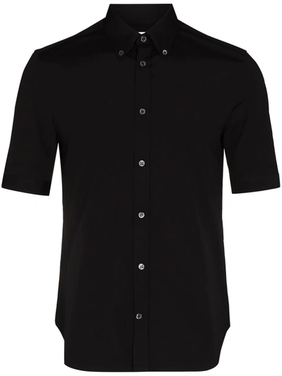Alexander Mcqueen Short-sleeve Cotton Shirt In Black