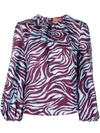 La Doublej Charming Zebra-print Silk-twill Blouse