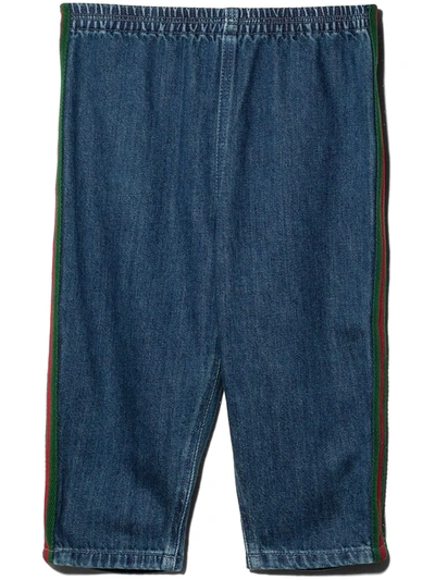 Gucci Babies' Web-detail Straight-leg Jeans In Blue