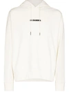 Jil Sander Logo-print Drawstring Hoodie In White