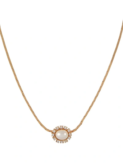 Pre-owned Dior 1980s  Faux-pearl Pendant Necklace In Gold