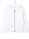 Msgm Logo-print Zip-up Hoodie In White