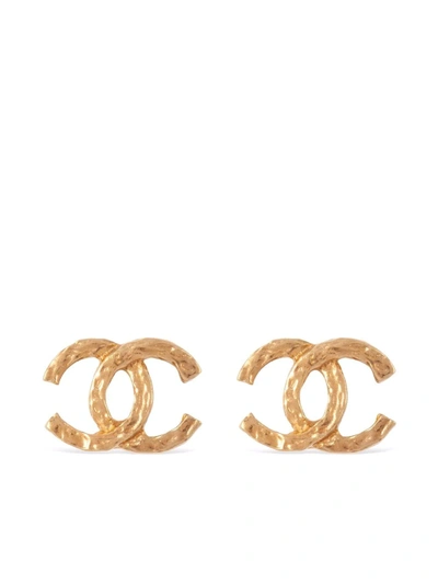 Pre-owned Chanel 1980s Cc Clip-on Earrings In Gold