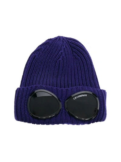 C.p. Company Kids' Lens Wool Beanie In Blue