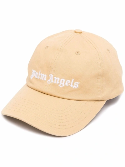 Palm Angels Logo-plaque Cotton Cap In Neutrals