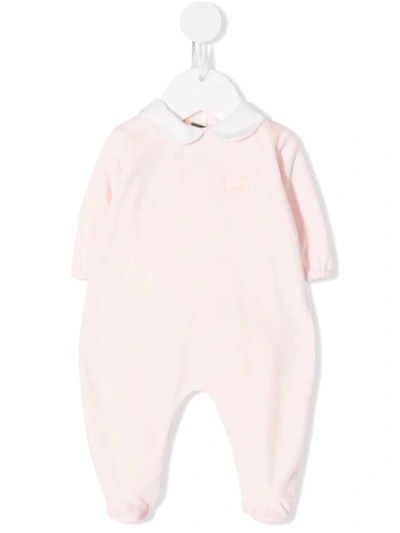 Little Bear Bear Embroidered-logo Babygrow In Pink