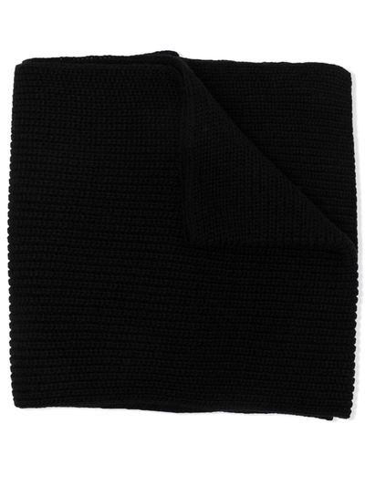 Msgm Kids' Embroidered Logo Knitted Scarf In Black