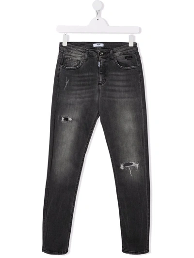 Msgm Teen Mid-rise Skinny Jeans In Black