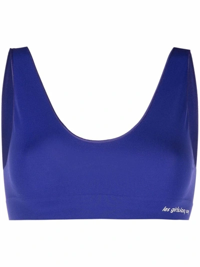 Les Girls Les Boys Semi Sheer Crop Bralette In Cobalt-blues