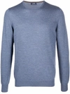 Barba Napoli Fine-knit Ribbed-trim Jumper In Blue
