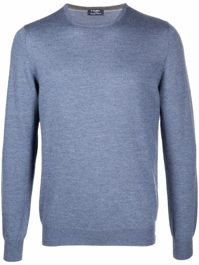 Barba Napoli Fine-knit Ribbed-trim Jumper In Blau