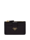 Prada Logo-plaque Zip-fastening Purse In Black