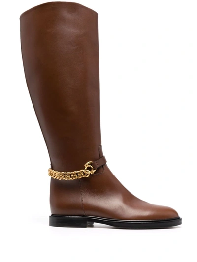 Roberto Festa Chain-link Knee Length Boots In Brown