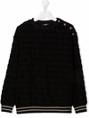 BALMAIN LOGO EMBOSSED BUTTON SWEATSHIRT