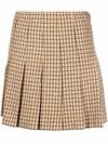 Alessandra Rich Pleated Houndstooth Mini Skirt In Yellow