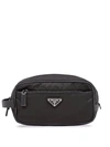 Prada Re-nylon And Saffiano Leather Travel Pouch In Black