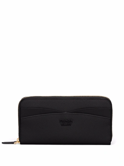 Prada Logo-plaque Rectangle Wallet In Black