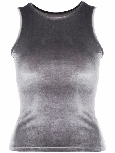 Styland Velour Tank Top In Grey