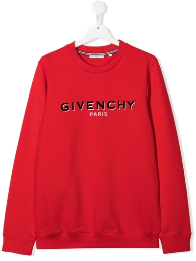 Givenchy Kids' Logo Lettering Sweatshirt In Red