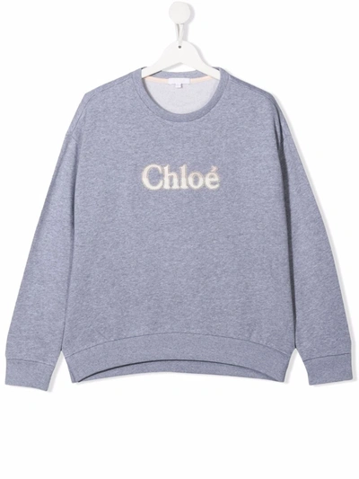 Chloé Kids' Logo Lettering Sweatshirt In Grey