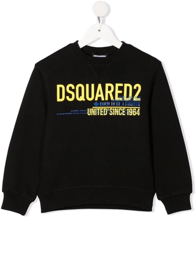 Dsquared2 Teen Logo-print Cotton Sweatshirt In Black