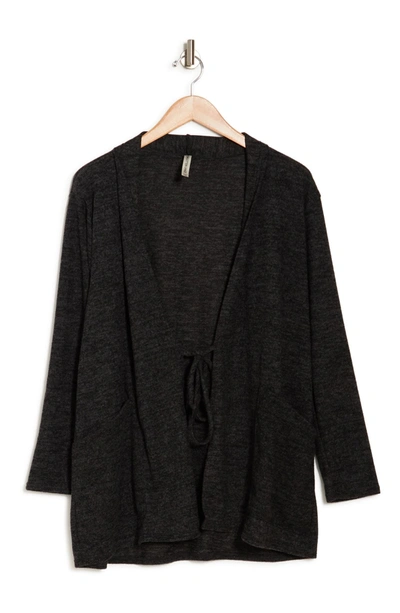 Forgotten Grace Drawstring Knit Cardigan In Black