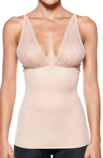Body Beautiful Smooth And Silky Slimming Top With Sexy Lace In Nude